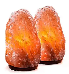 Paire de sel naturel de l'himalaya de qualité supérieure avec cordon de variateur réglable et Base en bois/paire de lampe à sel de l'himalaya - Product Image 1