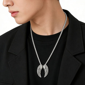 <span class=keywords><strong>Collana</strong></span> pendente <span class=keywords><strong>con</strong></span> ala d'angelo in acciaio inossidabile effetto 3D ciondoli <span class=keywords><strong>con</strong></span> piume - Product Image 1