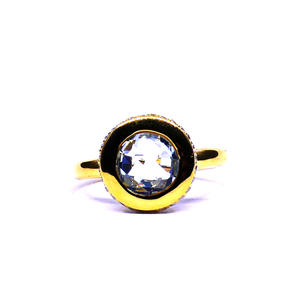 Anillo clásico de Plata de Ley 925 para mujer, piedra preciosa de Topacio Azul chapada en oro, Material de acero inoxidable, compromiso de boda elegante - Product Image 2