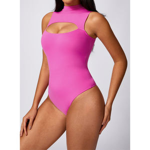 Body Moldeador Hueco de Cintura Alta para Mujer, Sexy, para Club, Control de Abdomen, Espalda Cruzada, Halter, Sin Mangas, de Secado Rápido y Transpirable - Product Image 2