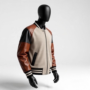 OEM de alta calidad parche bordado hombres Universidad personalizado béisbol bombardero Letterman Crop cuero manga más tamaño Varsity chaqueta - Product Image 3
