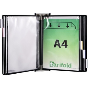 Wall Mount for 5 Black Display Panels with Wire Frame <b>Plastic</b> Coated Suitable for DIN A4 Tariff <b>Folders</b> - Product Image 1