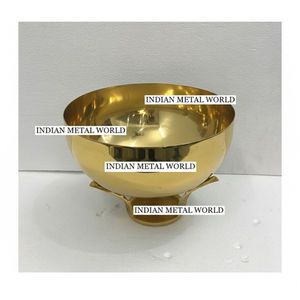 Tazón de Metal para Servir Chocolate, Acabado Dorado, Tazón Redondo de Aluminio con Textura Martillada y Bordes Festoneados - Product Image 2