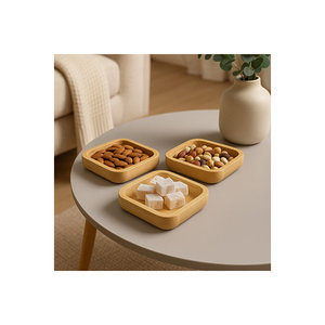 Bamboo 3-Piece <b>Square</b> Snack Jam Delight Bowl <b>Set</b> - Product Image 2