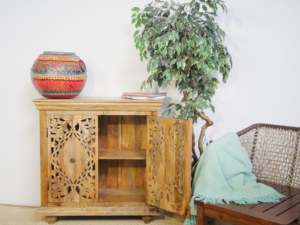 2 grands compartiments sculptés à la main armoire en bois de manguier massif naturel - Product Image 3