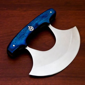 Couteau Ulu d'Alaska en acier au carbone 12c27, fourreau en cuir, manche en bois Pakka forgé sur mesure, fabrication artisanale, OEM, professionnel, ambidextre - Product Image 1