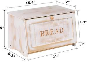 Vintage Large Wood Bread Box <b>for</b> <b>Kitchen</b> Counter, Retro Design Single Layer Bamboo Large Capacity Food Storage <b>Bin</b> (<b>White</b>) - Product Image 4