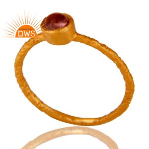 Meilleure qualité argent sterling plaqué or 18 carats tourmaline rose naturelle pierre précieuse bague empilable Demi bijoux fins pour femmes - Product Image 2