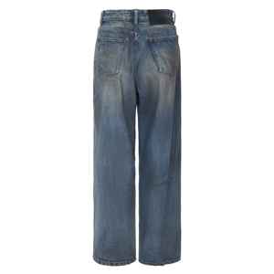 Personnalisé 100% Coton Lavé Jambe Droite Lâche Bleu Jeans Rétro Mode Décontracté Jambe Large Tendance Jeans pour Femmes - Product Image 2