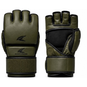 Guantes de MMA de Cuero, Medios Dedos, Cierre de Velcro, Verdes, para Adultos, Equipo de Entrenamiento de Artes Marciales - Product Image 1