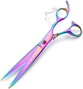 Ciseaux de barbier sur mesure avec manche arc-en-ciel, meilleurs ciseaux de coiffure avec finition de manche en céramique polie - Product Image 3