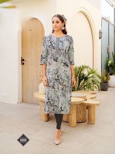 REYON PRINT CHINNON MATERIAL PARTY STYLE ALL SEASONS WORK <b>KURTI</b> - Product Image 3
