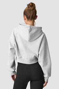 Custom Women's Winter <b>Crop</b> <b>Top</b> Hoodie Casual Oversize Fleece Breathable Front Logo Hoodies & Sweatshirts - Product Image 2
