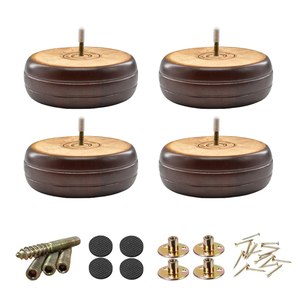 Pied de meuble en bois tourné à profil bas, finition naturelle, en bois massif, pour canapé, lit, armoire, table, fabrication OEM sur mesure - Product Image 5