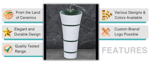 Lavabos de Cerámica Ecológicos Ashirwad de Calidad Superior, Lavabos de Diseño Ovalado Brillante con un Solo Orificio para Grifo, 5 - Product Image 3