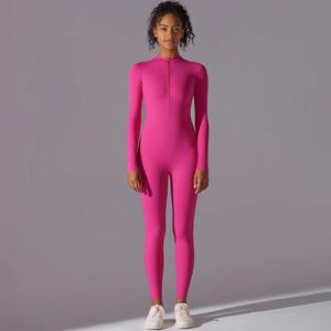 Bodys de sport pour femmes ensembles de gymnastique combinaison de Yoga pour Fitness haut Push Up avec fermeture éclair costumes d'entraînement vêtements vêtements de sport - Product Image 5