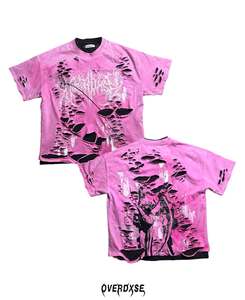 Camisetas de algodón 100% de alta calidad, camiseta de doble capa, la primera capa es una serigrafía desgastada completa + camiseta pintada a mano - Product Image 5