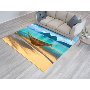 Tapis de chambre d'enfant coloré, tapis imprimé paysage, tapis vue sur la côte, tapis à poils doux - Product Image 4