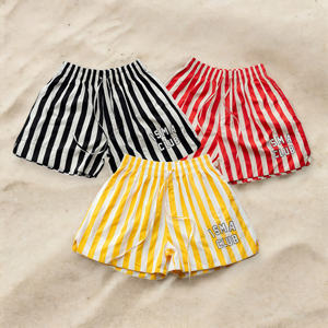 Short de plage rayé pastel du Vietnam sur mesure tissu de coton Oxford respirant Style Streetwear avec broderie pour hommes femmes - Product Image 1