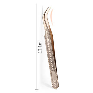 Pinzas de pestañas de acero inoxidable, pinzas para instrumento de belleza con logotipo personalizado, Color sólido, venta al por mayor - Product Image 3