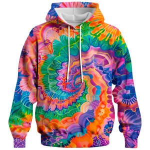 Sweat à capuche tie-dye pour homme, respirant, coupe-vent, personnalisé, 100% coton, 300 GSM, pour l'hiver, la remise en forme et la salle de sport - Product Image 3