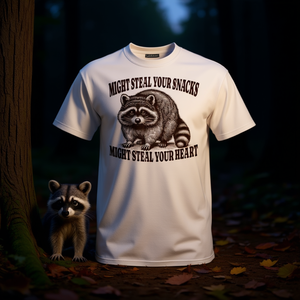 Camiseta promocional de Raccoon Steal Your Snacks Steal Your Heart - Product Image 3