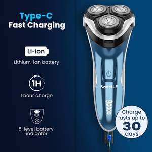 Afeitadora Eléctrica Húmeda y Seca para Hombre con Recortadora de Precisión y Triple Cuchilla, Resistente al Agua IPX7, Indicador de Energía, para Uso Corporal - Product Image 3