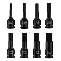 Juego de 8 Llaves de Impacto con Punta Hexagonal SAE de 1/2 Pulgada, Acero Cr-Mo, Acabado Negro, Herramientas para Reparación de Automóviles