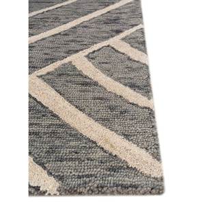 Tapis en laine et viscose à motifs géométriques gris et noir, tufté à la main, pour la maison Tra-14746 - Product Image 4