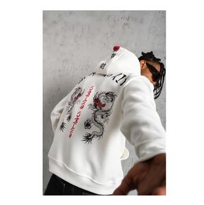 Sweat-shirts et pulls à capuche unisexes pour hommes avec impression en relief brodée, teinture unie, 100% coton molletonné, streetwear écologique - Product Image 3