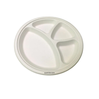 Assiettes en bagasse de canne à sucre personnalisées de 12 pouces, 3 compartiments, écologiques, biodégradables, compostables, robustes, pour mariage, vente en gros