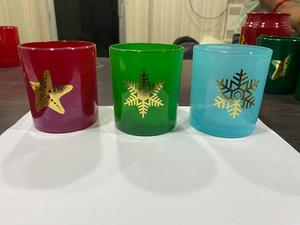 เชิงเทียนแก้วแบบเชิงเทียนสีแดงสีทองสำหรับตกแต่งเทศกาลคริสต์มาสอีสเตอร์บรรยากาศฤดูใบไม้ร่วงทำด้วยมือ - Product Image 2