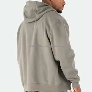 Sudadera con Capucha de Alta Calidad Estilo Y2K, Algodón Grueso, Cierre de Cremallera, Estilo Urbano, Talla Grande para Hombre, Personalizable con Estampado, Color Gris - Product Image 4