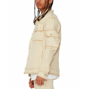 Veste en jean super personnalisée pour hommes veste en coton de créateur décontractée manteaux en jean à fermeture boutonnée OEM veste en jean pour hommes tenue décontractée - Product Image 4