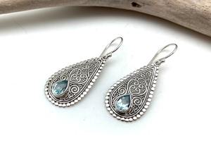 Pendientes de piedras preciosas de Topacio Azul de Plata de Ley 925 de tendencia, joyería hecha a mano, pendientes de estilo bohemio de plata, joyería para regalo de mujer - Product Image 2