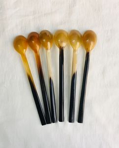 High Quality Natural Horn <b>Gold</b> Plated Mirror Salad <b>Serving</b> <b>Spoon</b> Customized Design Eco-Friendly Home Hotel Wedding Party - Product Image 3