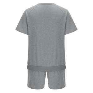 Calidad superior personalizado su propio diseño verano Color sólido hombres camisa de manga corta pantalones cortos deportes Casual verano hombres conjunto de dos piezas - Product Image 3