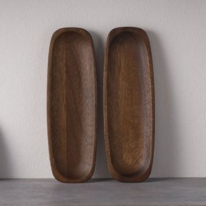 Bandeja de servir de madera de nogal larga, muy vendida, plato estrecho, bandeja rústica para pan y aperitivos, organizador de mesa minimalista - Product Image 5