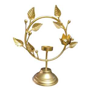 Porte-bougie chauffe-plat artisanal en métal doré, résistant à la chaleur, sans plomb, écologique, pièce maîtresse décorative pour la maison - Product Image 1
