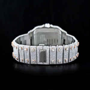 Luxurious Men's Women's VVS Clarity Moissanite Analog Quartz <b>Watch</b> High Quality Stainless Steel Band Square Antique Crystal New - Product Image 2