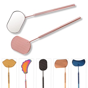 Espejo de Maquillaje de Acero Inoxidable con Forma de Corazón para Observación y Examen de Extensiones de Pestañas, Mango Largo Ergonómico y Duradero - Product Image 1