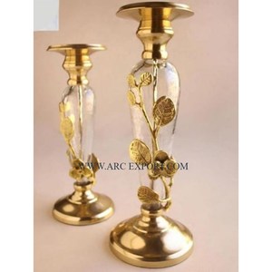 Juego de candelabros de Metal pulido dorado elegante de 2 candelabros decorativos para el hogar, Hotel, restaurante, uso - Product Image 1