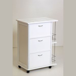 MASLEGNO Professional Solid Beech Wood Utility Cabinet with Modern Design Iron Bottle Holder <b>Plastic</b> <b>Wheels</b> and Iron Handles - Product Image 1