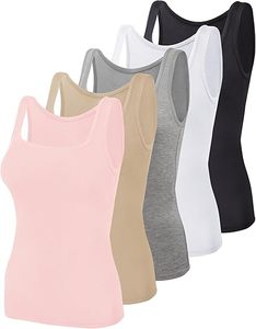 Camisetas sin mangas con cuello cuadrado informal para mujer, Camisetas interiores de punto transpirables para mujer con logotipo personalizado de longitud corta - Product Image 1