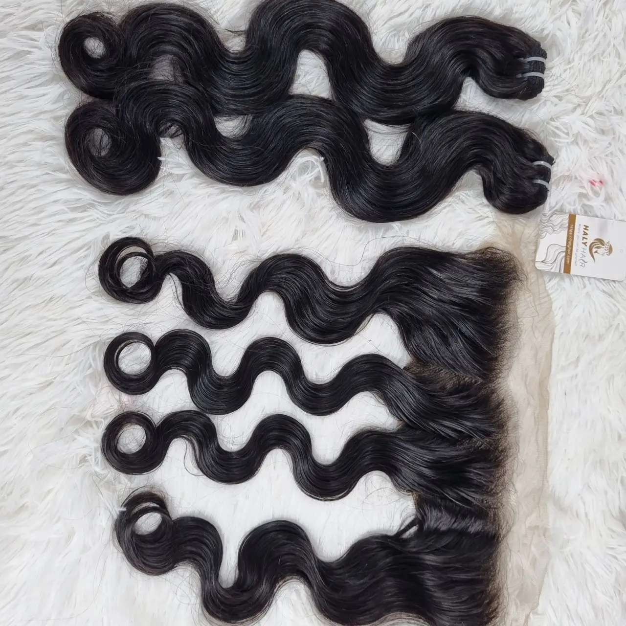 Frontal body wavy human hair extension with 100% raw virgin hair from Halyhair Vietnam hair supplier genius weft