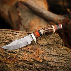 Couteau de chasse personnalisable fait main, 4,25 pouces, acier Damas, manche en bois de cerf, lame en acier Damas forgée à la main, support OEM, couteau d'extérieur - Product Image 6