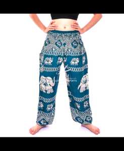 Bangkok กางเกงโยคะสไตล์โบโฮของผู้หญิงเสื้อผ้าลำลองยืดหยุ่นระบายอากาศกางเกงฮาเร็มเอวกลางกระเป๋าพิมพ์ลายสัตว์มีระบายมีกระเป๋า - Product Image 2