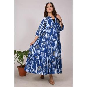 Robe imprimée Boho en coton faite à la main pour femmes pour la fête ou l'été Robe longue indienne avec appel saisonnier - Product Image 2