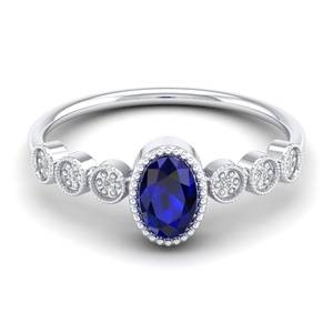 Anillo REYES Exquisito con Zafiro Azul y Moissanita, Personalizado en Oro Rosa de 14K, Regalo de Boda o Compromiso, Joyería Fina para Mujer - Product Image 5