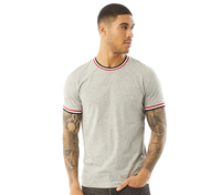 Klasik Özel %100 Pamuklu Örme Ringer Tişört Retro Kontrast Şeritli T-Shirt Karakter Baskısız Tasarım Toptan Promosyon İçin
